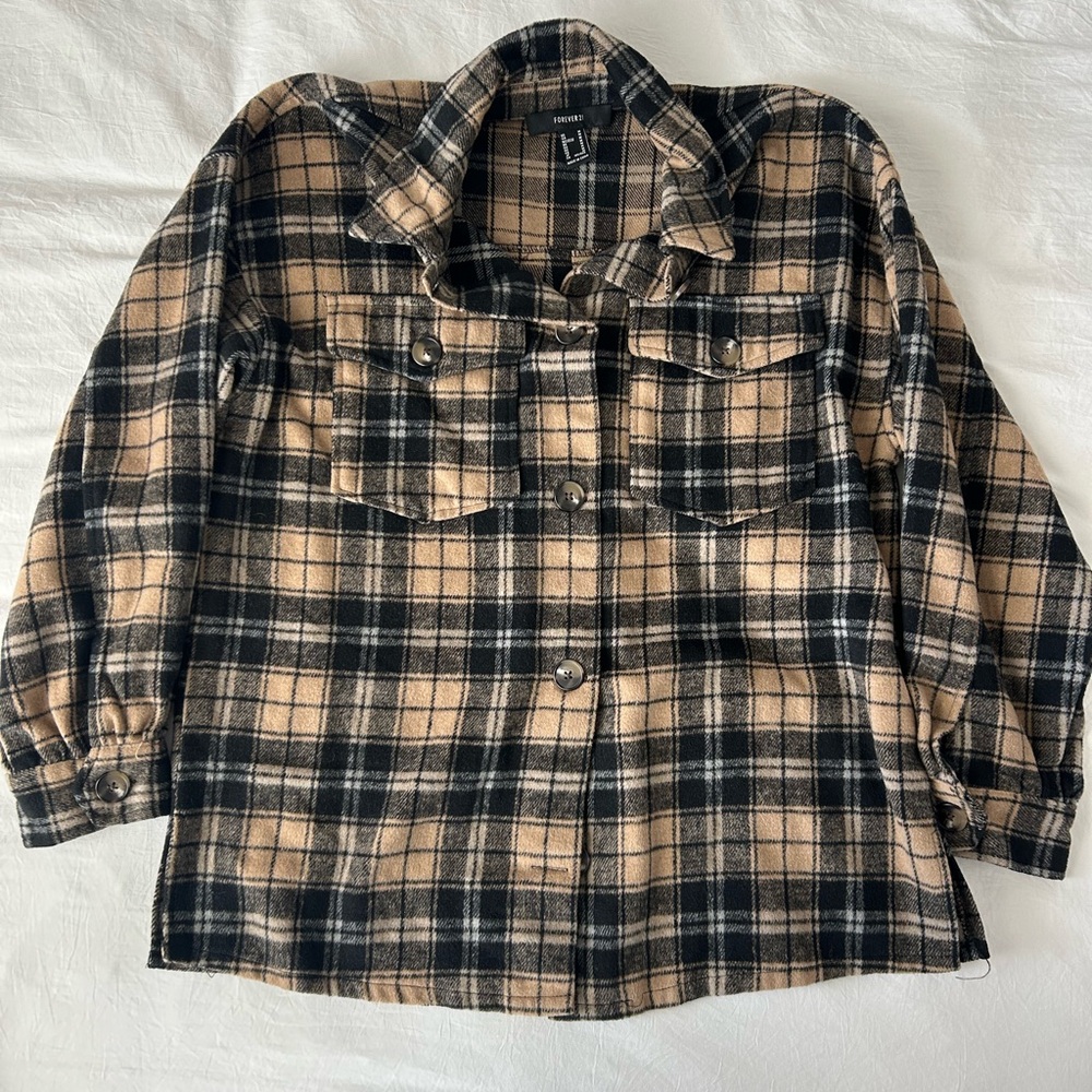 Plaid Button-Up Jacket